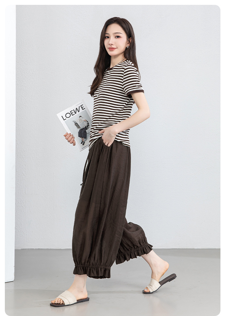Quần culottes nữ ống rộng cạp chun co giãn, chất liệu Lyocell thoáng mát, dáng hoa tulip che khuyết điểm — màu đen chi tiết 22