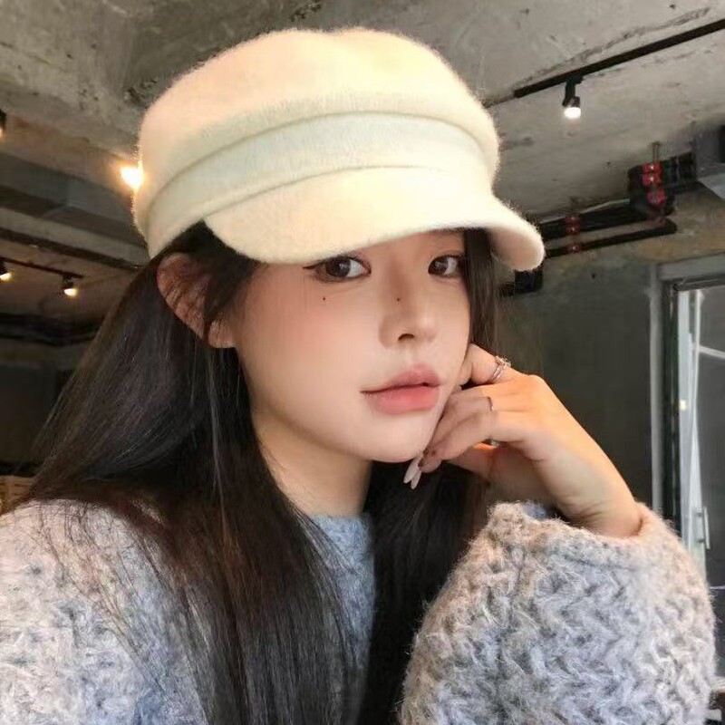 秋冬季百搭羊毛呢贝雷帽子女款韩版休闲气质鸭舌帽英伦复古画家帽|undefined