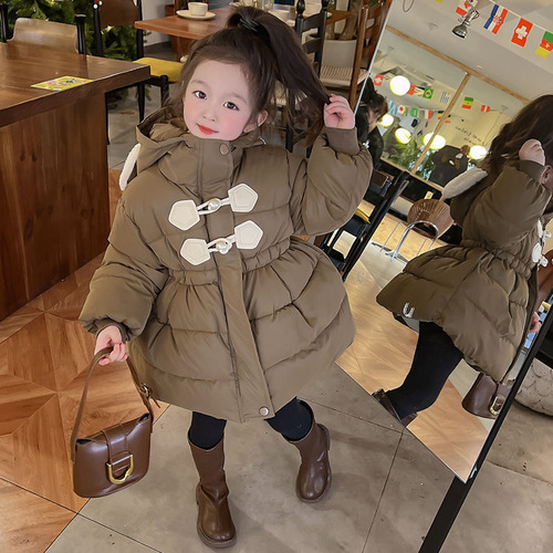 2024新款女童可爱棉服中小童韩版洋气棉袄秋冬装保暖外套中长款潮