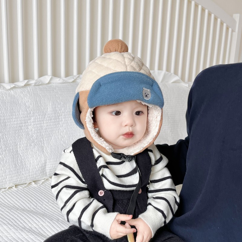 Sombrero para bebés otoño y invierno de moda coreana para bebés pequeños con gorras de lana para niños calientes de invierno gorras de protección contra el viento