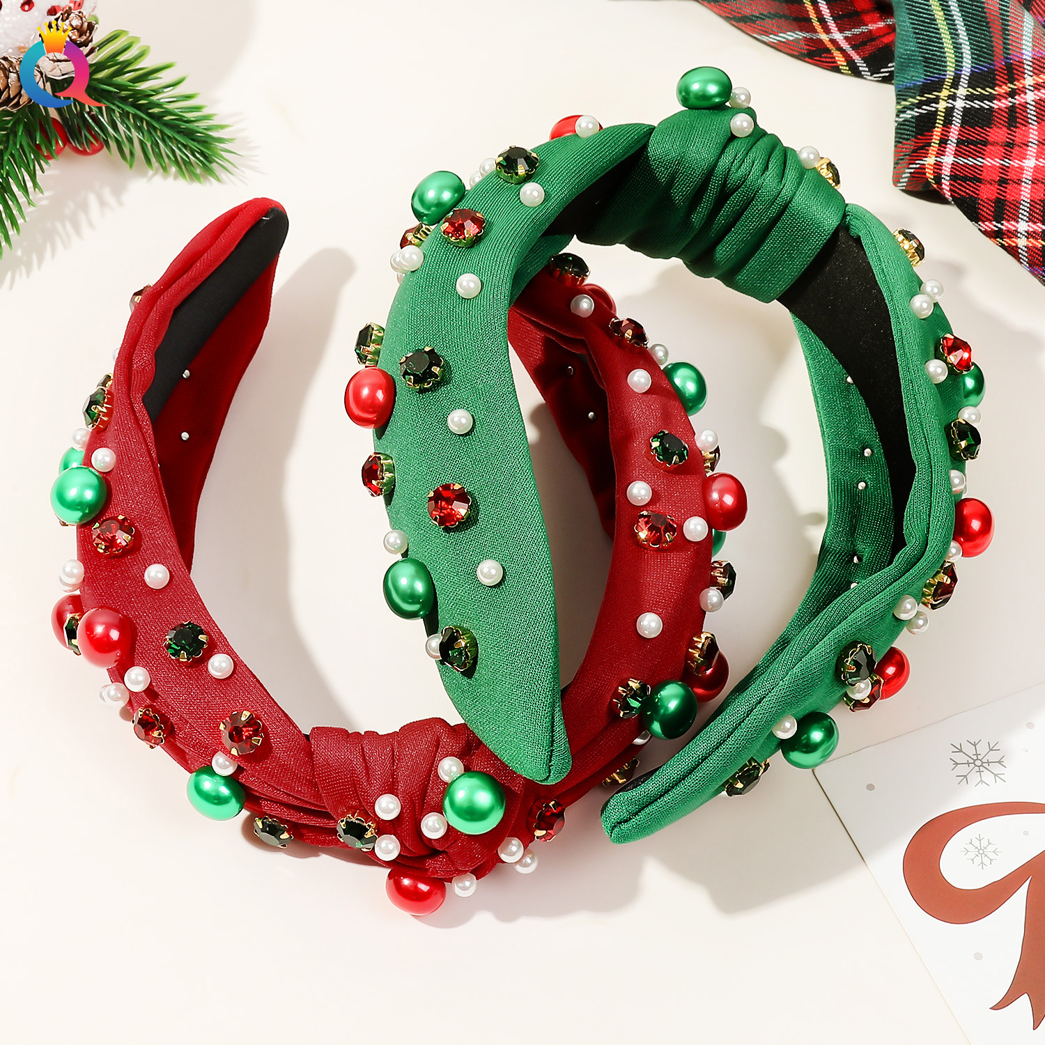 Weihnachts-haarreif Mit Strass Und Perlen Für Damen_voghion.com