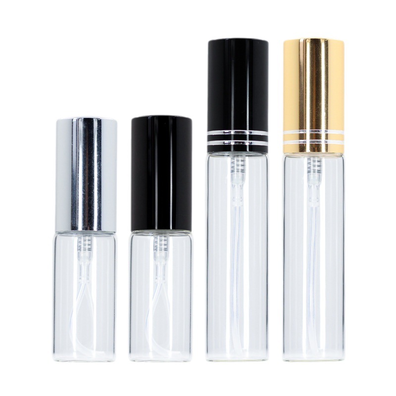 Botella de spray de 10 ml, 5 ml, botella de spray pequeña de vidrio, botella de perfume cosmético de 15 ml, botella de muestra de perfume portátil.