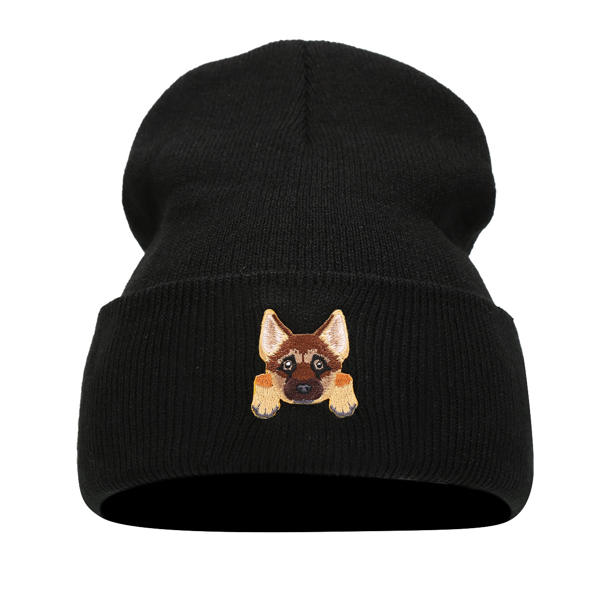 Ins lindo cachorro cabeza de pegatina sombrero de punto otoño invierno estilo callejero de la moda de la pelo sombrero pareja sombrero negro image 6