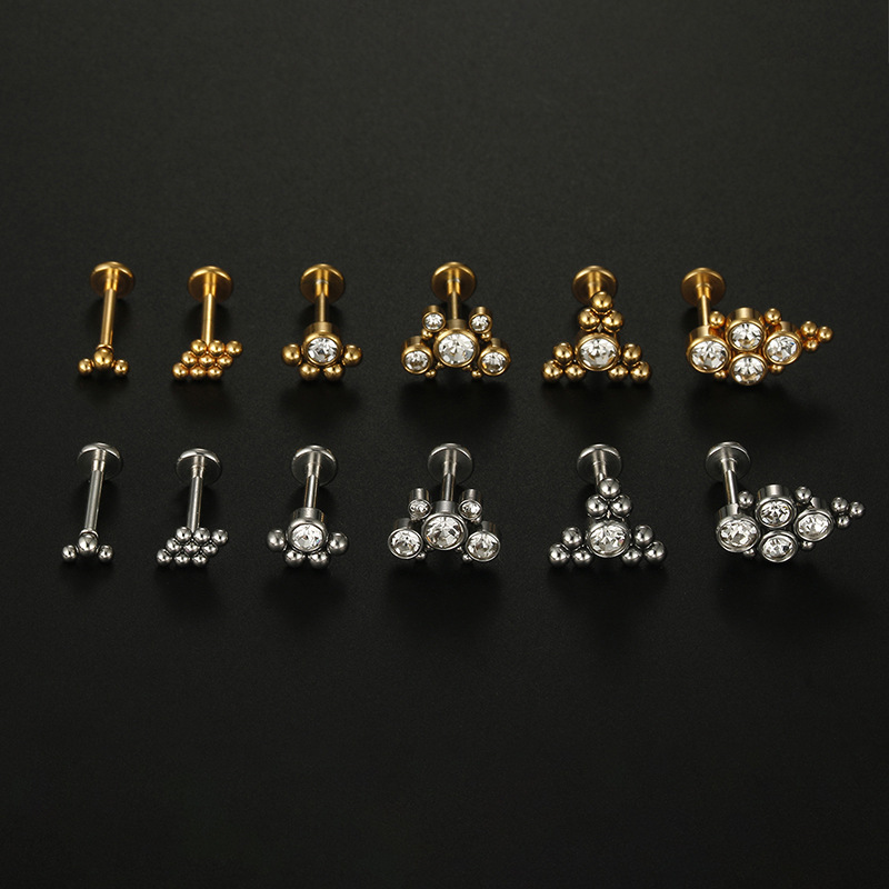 Fashion Geometric Stainless Steel Zircon lip stud 1 Piece