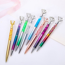 跨境熱賣大鑽頭金屬圓珠筆 創意廣告禮品筆可定logo水晶頭原子筆