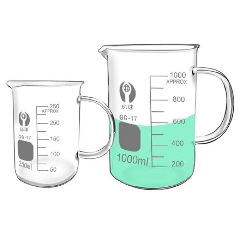 环球烧杯 带把手玻璃烧杯 耐热带刻度加厚家用 手柄玻璃量杯烘焙