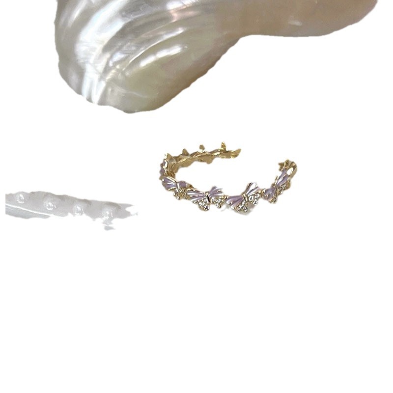 Korean Style Sweet Glaze Ins Niche Versatile Personality For Women Flower Stacking Open Index Finger Ring_voghion.com