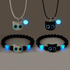 発光オリジナルチーズかわいい子猫ブレスレットシェルスター黒と白のブレスレットカップルブレスレットギフト