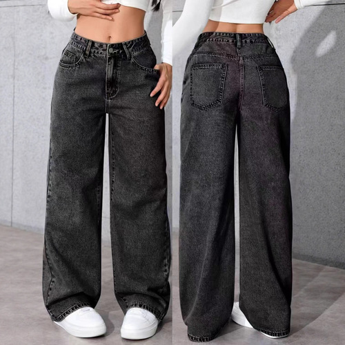 Spring and autumn sweet and spicy style European and American high-waist straight loose jeans for women's independent stand hot
