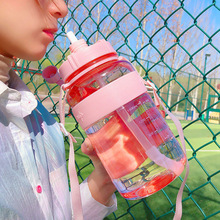 超大容量水杯夏季塑料带吸管防摔便携杯子户外运动健身水壶2000ml