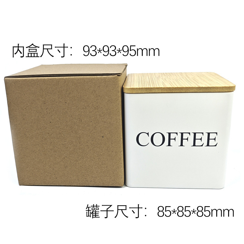 クリエイティブな竹と木の蓋付き高級茶缶ブリキ収納ギフトボックスコーヒー豆キャンディー収納防湿密封缶|undefined