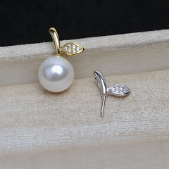 S925銀豆芽蘋果吊墜頭項墜女掛墜diy珍珠9-14配件空托半成品4937