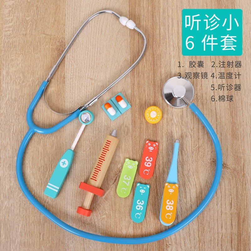 Juego de simulación de médico y dentista de madera para niños, con estetoscopio, para juego de rol transfronterizo, regalo para niñas image 24
