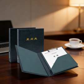 商务办公会议公文呈阅夹 绿色皮面经理夹 签字审批合同文件夹定制