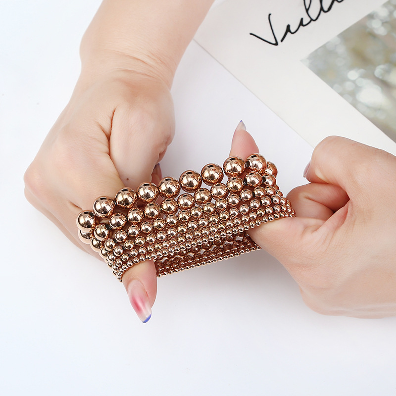 15g Weight Rose Gold Plated Plating Material Bracelets Classification 304 Stainless Steel Chain Material 1 Piece Quantity Holiday, Daily Occasion 304 Stainless Steel Material Solid Color Pattern Women's Gender Beaded Design Casual, Simple Style Style Casual Simple Style Solid Color 304 Stainless Steel Rose Gold Plated Bracelets In Bulk 7