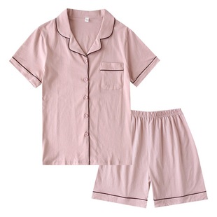 New Style Cotton Couple Pajamas Women's Summer Short-sleeved Spring and Autumn Men's Home Wear Thin Home Wear Set