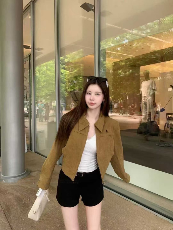 拉夫RL刺绣翻领夹克外套新款女款外套三色上衣百搭显高机车版型瘦|undefined