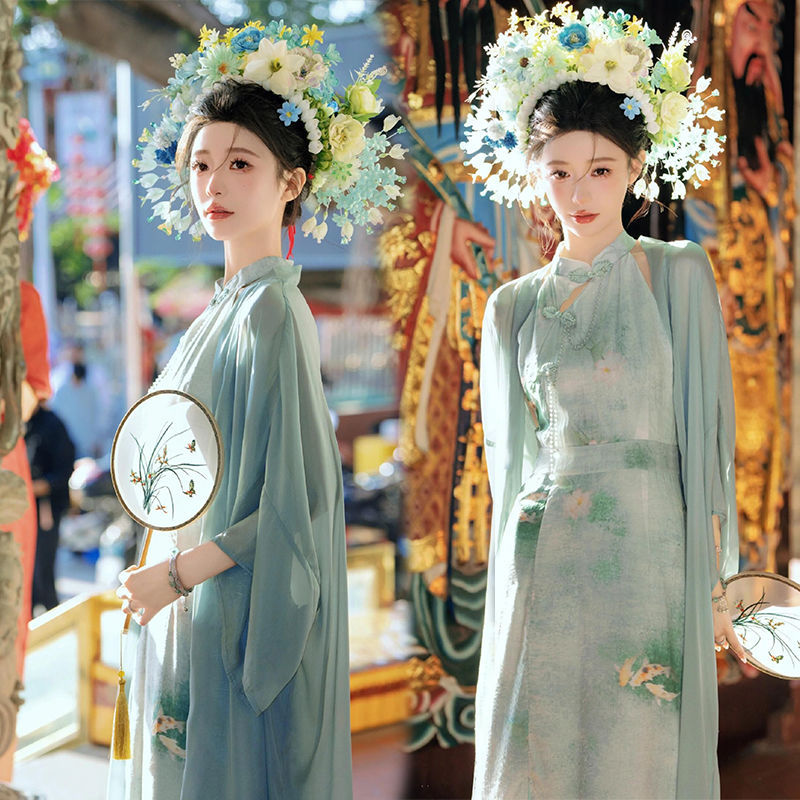 撮影のテーマの妊婦の新しい中国式の写真撮影の服装の妊娠するマミーの大きい腹は水墨画の風格を照らして長いスカートを撮影します。