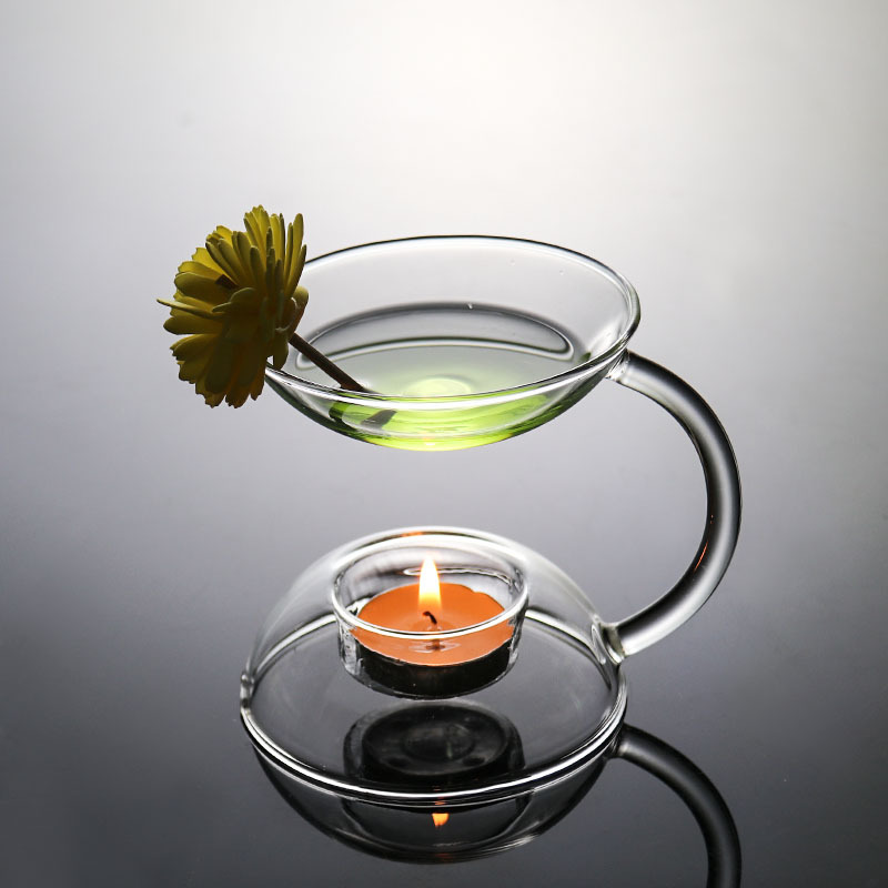 Lámpara de aromaterapia estufa lámpara de aceite esencial vela creativa quemador de incienso vidrio transparente hogar resistente al calor lámpara de aromaterapia hecha a mano