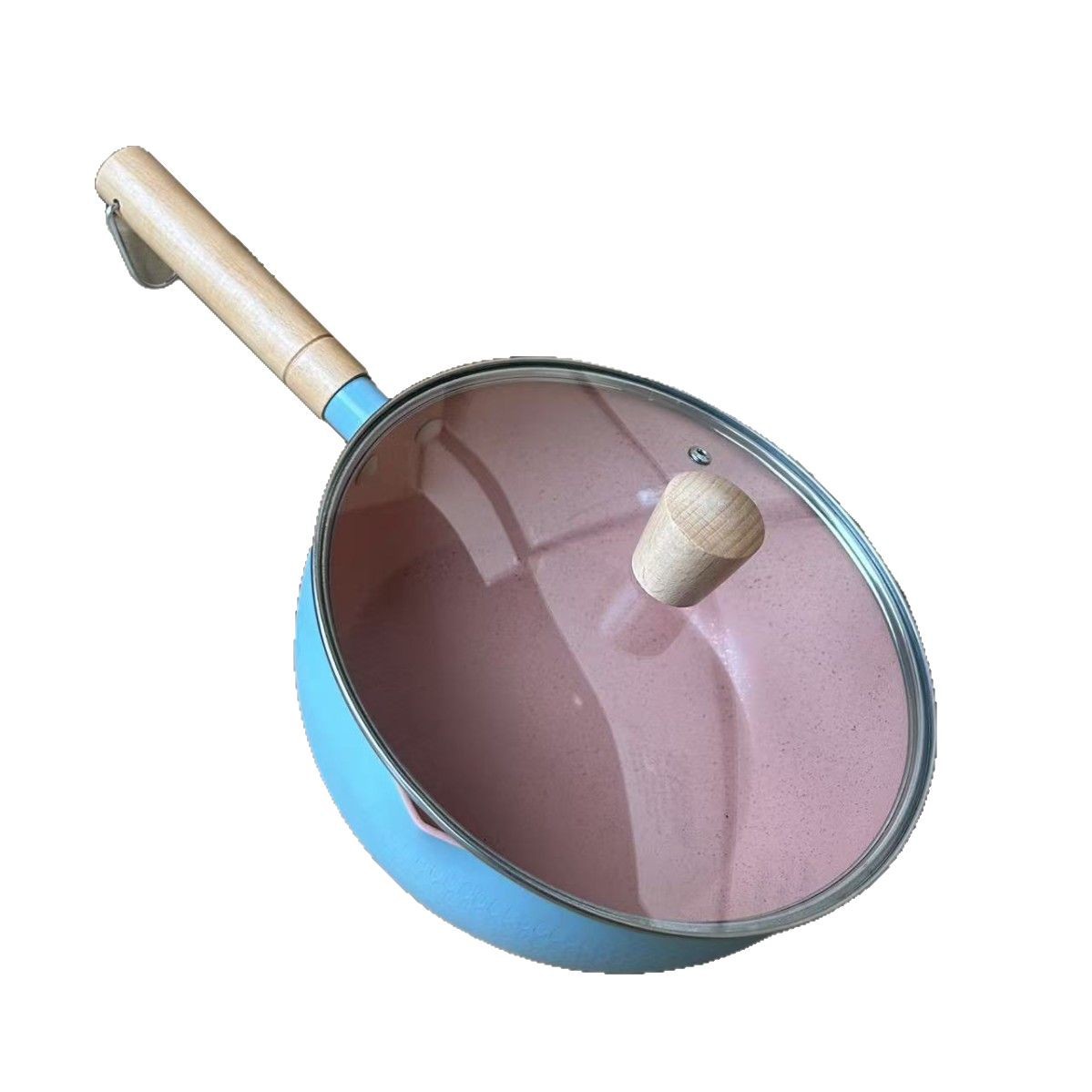 Una persona usa una olla de cocción, olla pequeña, olla de sopa, olla de nieve, olla de leche pequeña, olla antiadherente, fideos, olla de fideos instantáneos, estufa de gas doméstica