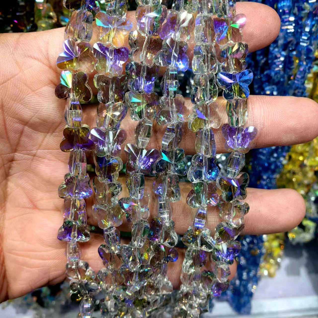 8mm mariposa de cristal de cristal de corte de cristal boutique joyería DIY pulsera hecha a mano accesorios de cadena de teléfonos celulares cuentas