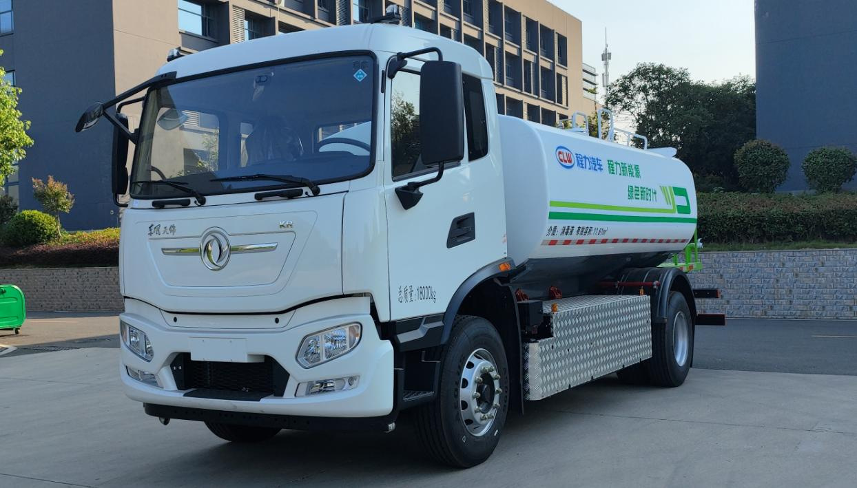 Dongfeng Tianjin pure electric large-scale road dust, leaf, sand and gravel cleaning 18-ton pure electric green license plate road sweeper