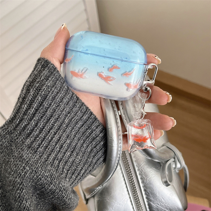 Bubble Goldfish Pendant AirpodsPro2 Earphone Case Suitable for Apple 2/3/4 Generation Wireless Bluetooth Protective Case Tide