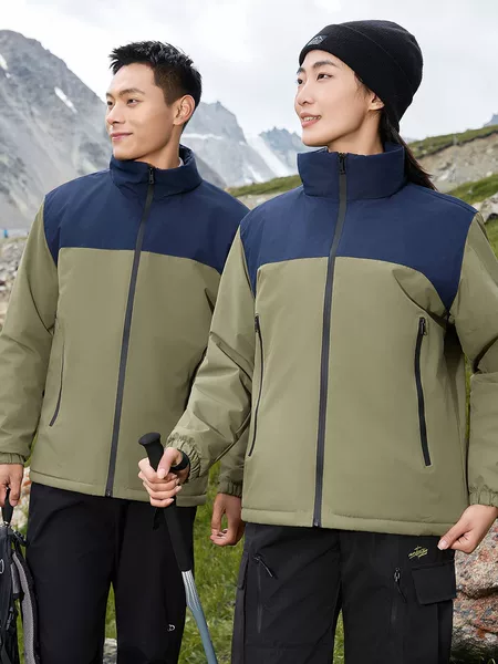 Mountaineering Waterproof Jacket for Men and Women, Fleece-Lined Single-Layer Color-Blocking Sports Windproof Autumn and Winter Graphene Jacket, Autumn and Winter Warm Clothing