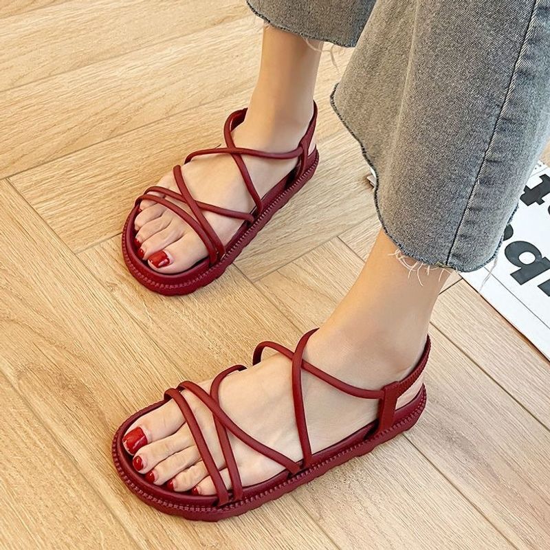 Internet Celebrity Women's Summer 2026 New Beach Sandals for Female Students, Casual Korean Style Ins Trendy Thick-Soled Roman Shoes, Flat-Soled
