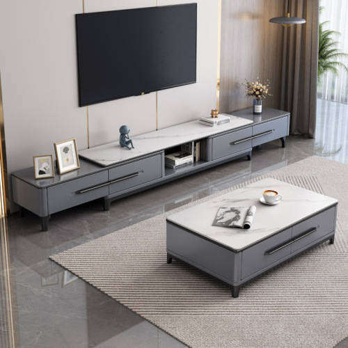 Slate coffee table TV cabinet combination modern simple light luxury small apartment living room TV bedroom  new style