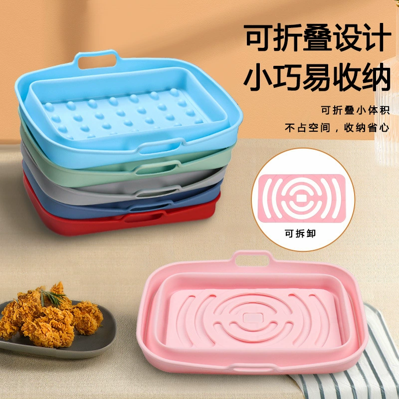 collapsible Silicone Food Basket, Multi-Shape Air-Fryer & Steaming Mat, Heat-Resistant Non-stick