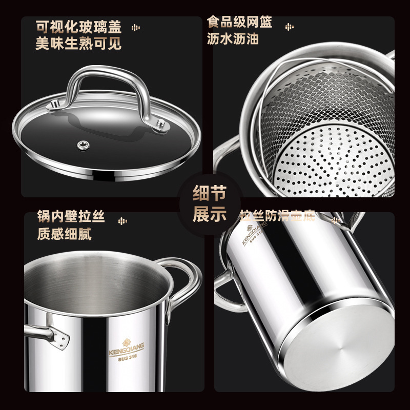 316 freidora de acero inoxidable pequeña freidora doméstica con pantalla de filtro de gas para ahorrar de aceite y profundizar la freidora de cadena especial