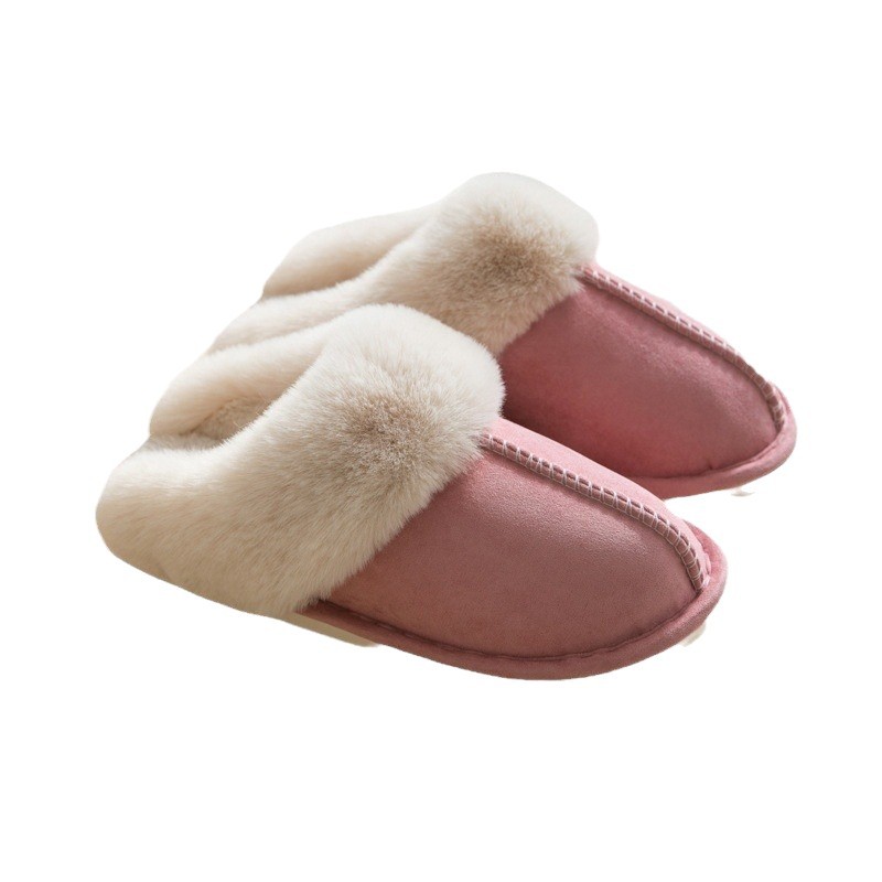 23 Zapatillas de algodón de felpa de piel de venado fondo grueso antideslizante zapatos de confinamiento de color caramelo para el hogar de hombres y mujeres cuadrados lote de ventas directas de fábrica