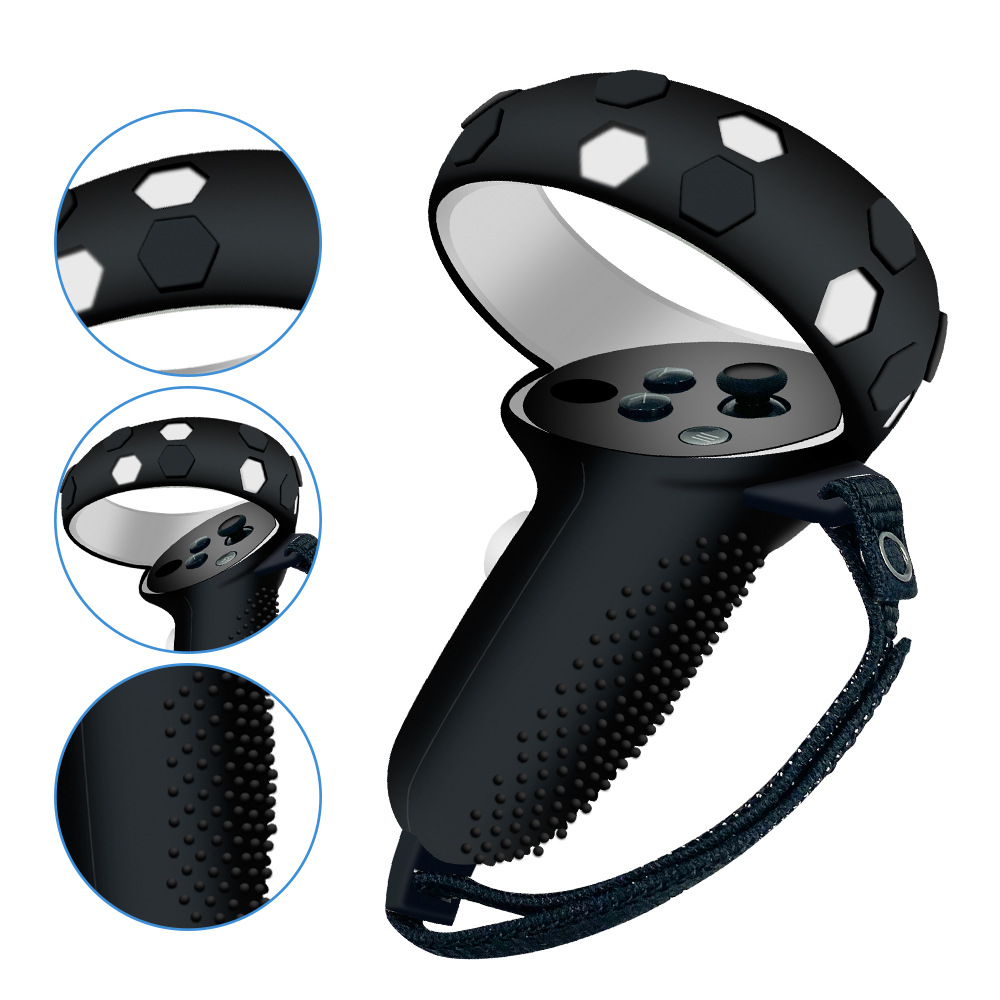 Aplicable a la generación de Oculus Quest2 manejar funda de silicona antideslizante VR Segunda Generación VR manejar funda protectora resistente a la caída caso de Goma