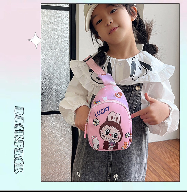 Large-capacity children's chest bag with printed patterns, cute cartoon casual single-shoulder crossbody bag for boys and girls, coin purse, trendy baby matching full figure