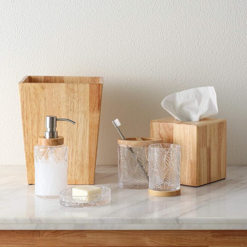 Wooden Farmhouse Trash Can Decorative Solid Wood Living Room Waste Basket Office Waste Paper Basket Bathroom Trash Can