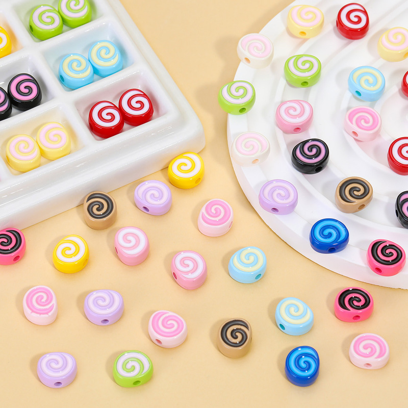 Painted Swiss Roll Perforated Acrylic Beads Beaded DIY Jewelry Accessories Bracelet Bag Hanging Colorfulful Cloud Loose Beads