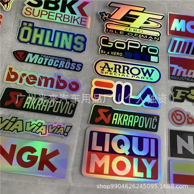 镭射摩托车反光车贴赛车赞助商车贴纸头盔贴纸改装速卖通爆款贴花