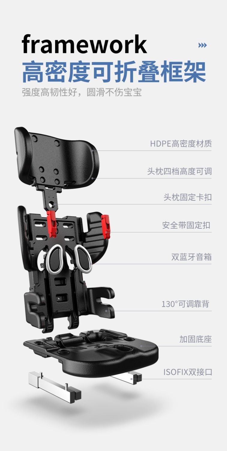 Child Safety Seat for Cars and Electric Vehicles, Suitable for Children Aged 9 Months to 12 Years, Simple and Portable