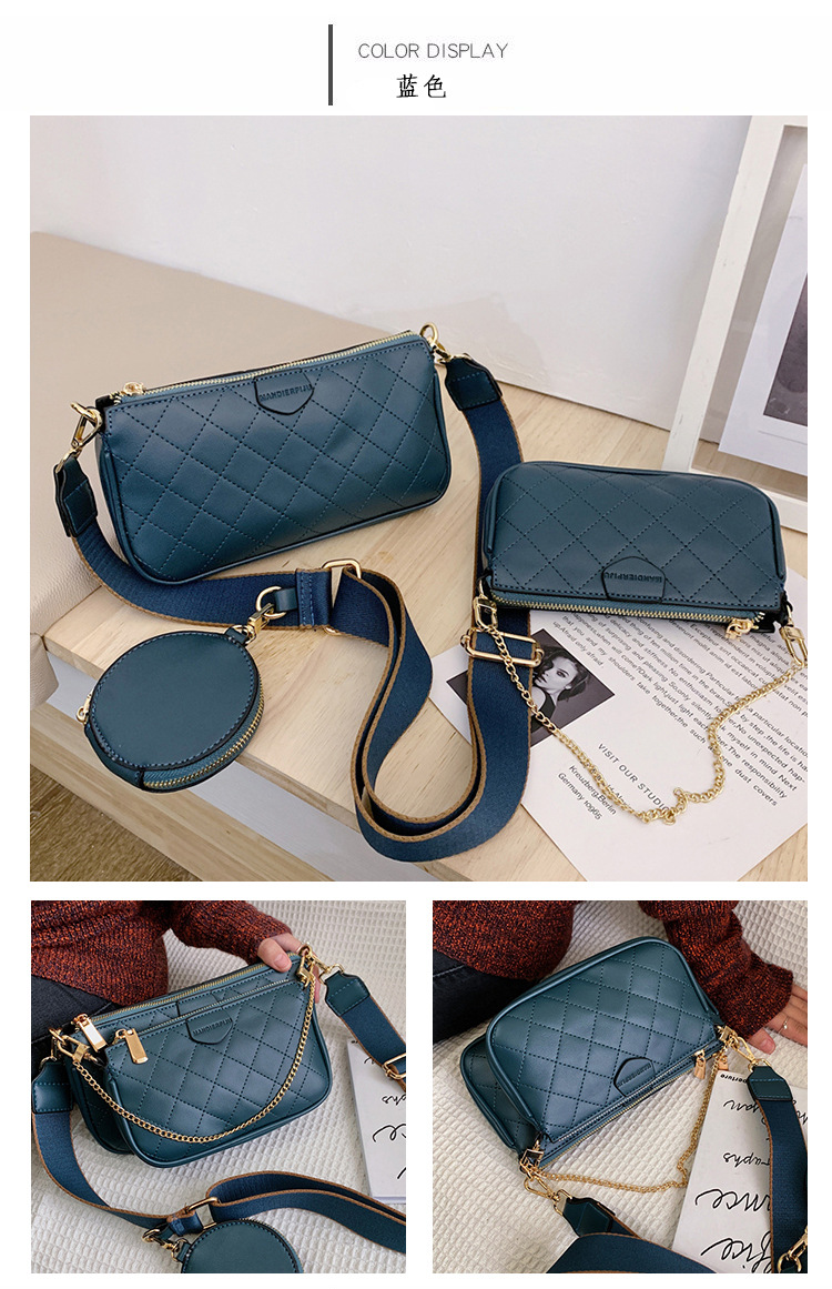 Fashion Three-in-one Chain Shoulder Messenger Small Square Bag Wholesale display picture 18