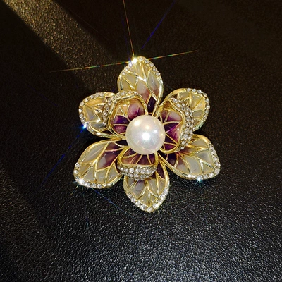 Yaxa sancaqları Corsage Antique Enamel Peony - purple