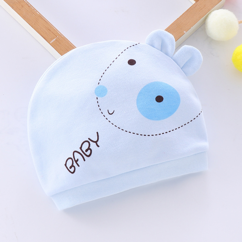 0--1 Sombrero de bebé recién nacido primavera y otoño algodón peinado para bebés de dibujos animados para hombres y mujeres cuatro estaciones sombrero de neumáticos a prueba de viento sombrero de puerta de goma