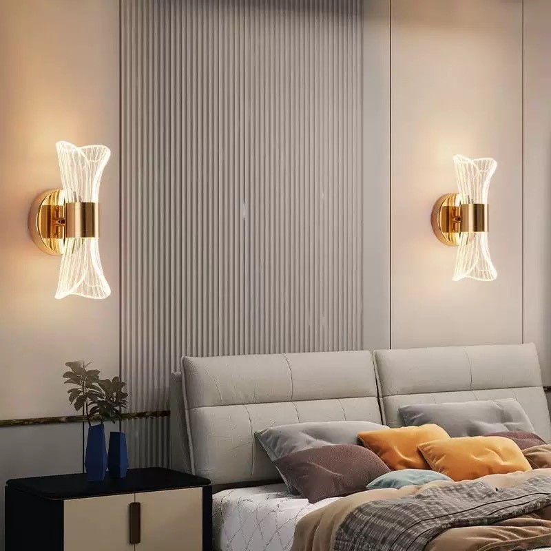 lámpara de pared interior minimalista lámpara de cabezal de cama moderna lámpara de pared de lujo simple lámpara de sala de estar acrílica lámpara de pasillo creativa