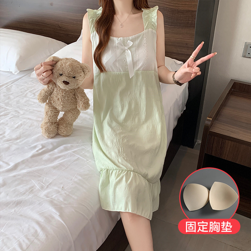 2025 nubes de verano falda de algodón arco en relieve vestido de dormir para mujeres estudiantes frescos armband ropa casera comercio exterior