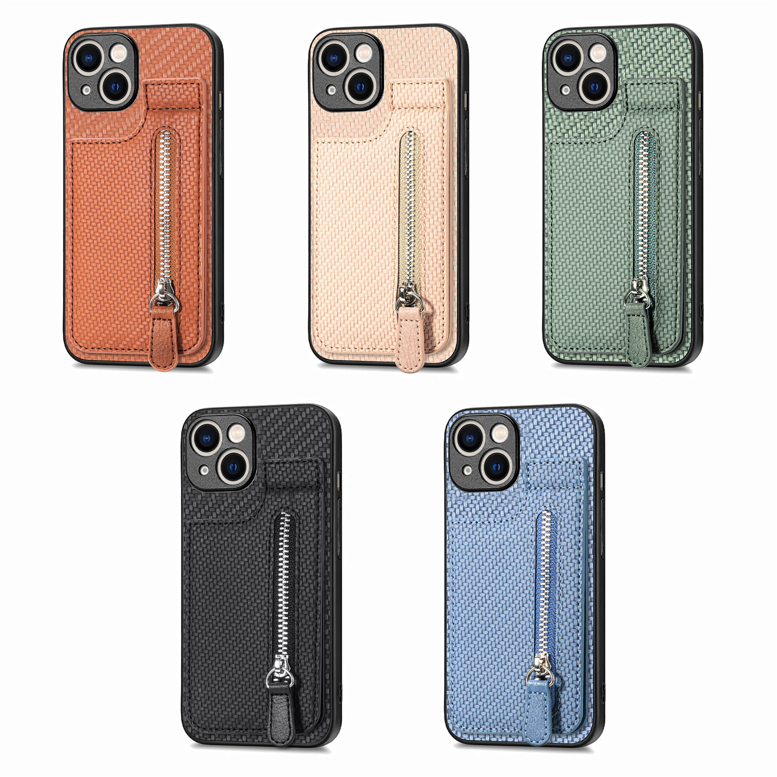 TechGlobe Compatible With IPhone 17 Flip Holder Phone Case Wallet Stand Zipper Bag Card Slot Protective Cover_voghion.com