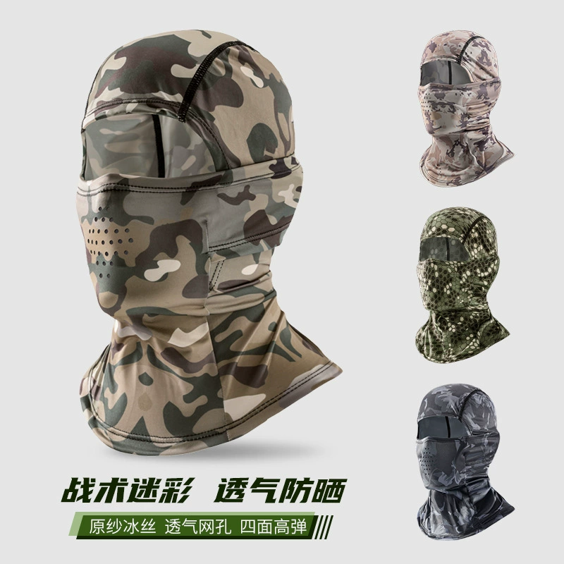 Открытый Камуфляжный головной убор, мужской ледяной шелк, солнцезащитный крем, верховая езда, шея, анфас, солнцезащитный козырек, рыбалка, альпинизм, тактический головной платок