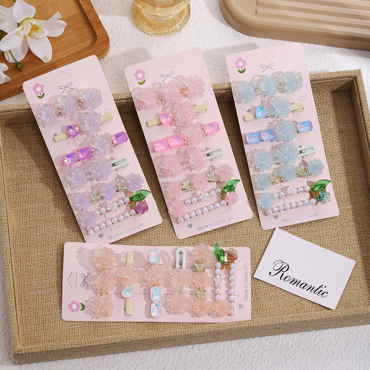 Horquilla de flores dulces de principios de primavera, clip de pico de pato, horquilla lateral de alta calidad, pinza lateral de flequillo, pinza para el cabello rota, tocado, accesorios para el cabello