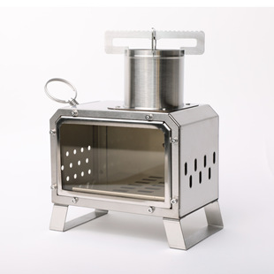 Manufacturer Cross-Border Camping Outdoor Stainless Steel Portable Desktop Camping Wood Stove Ignition Window Heating Stove Wood Stove