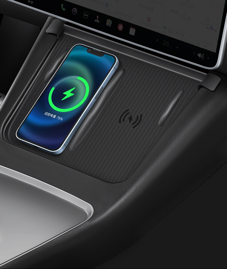 Suitable for Tesla's New Version of Model 3/Y/Yl Central Control Wireless Charging Silicone Pad Anti-Slip Protection Car Accessories