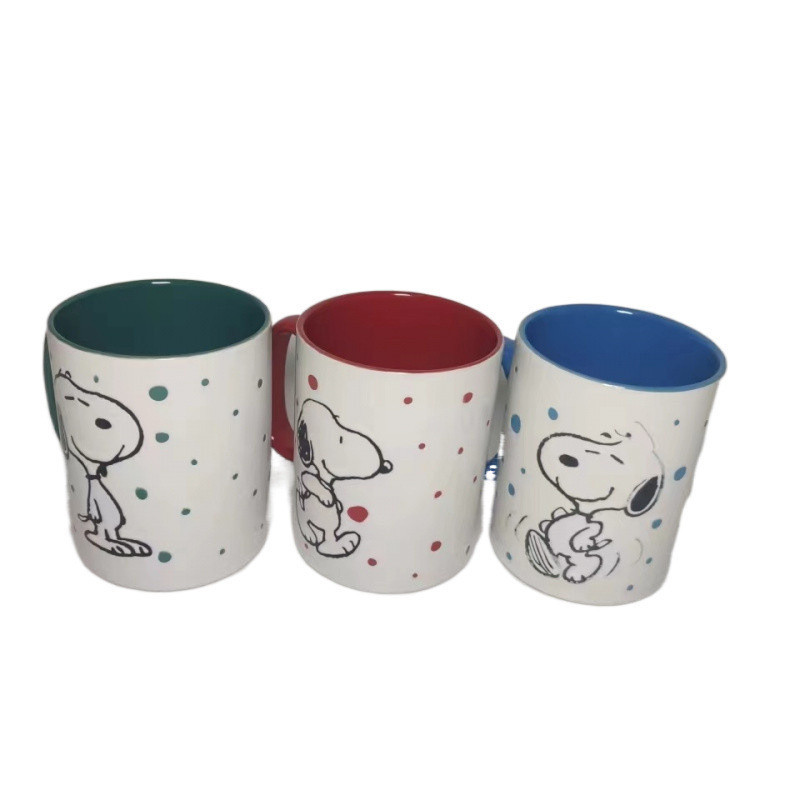 Cute taza de dibujos animados Snoopy taza de cerámica taza de cerámica taza de desayuno en casa taza de agua de leche pareja